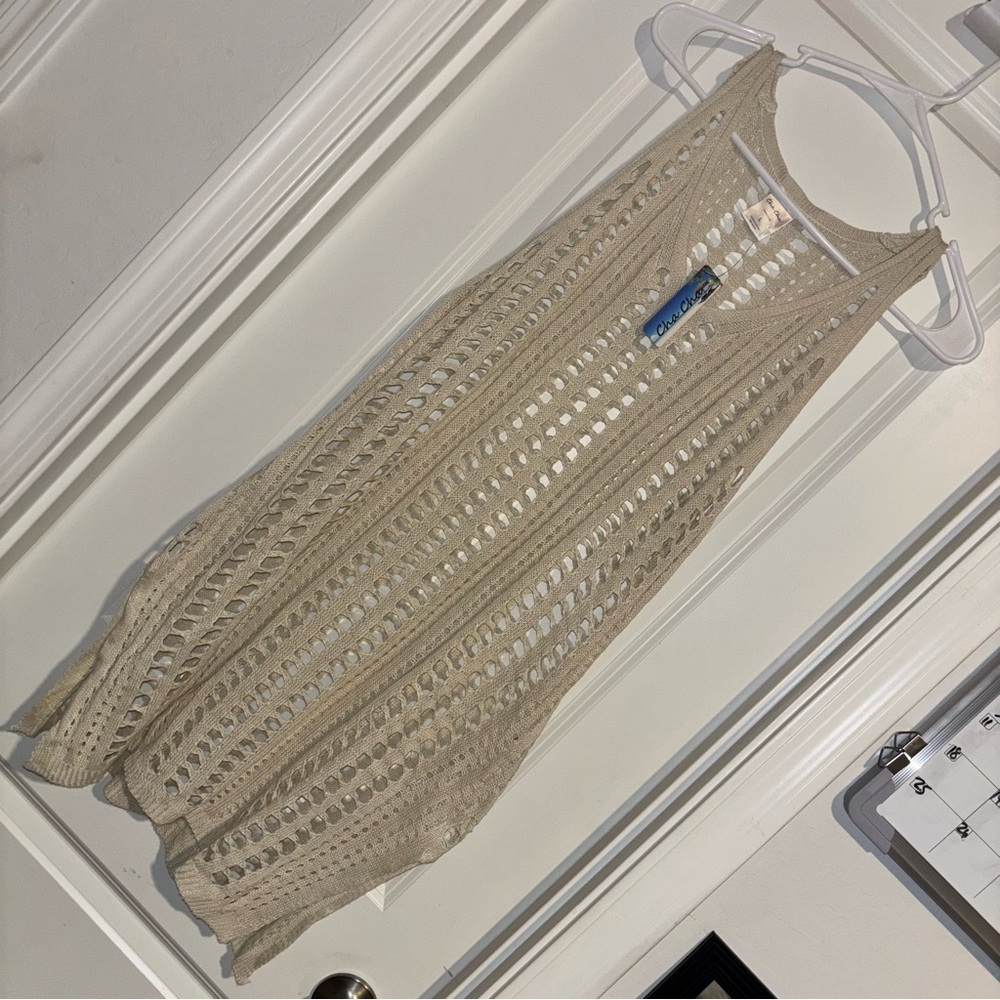 Beige Knit Sleeveless Cover-Up